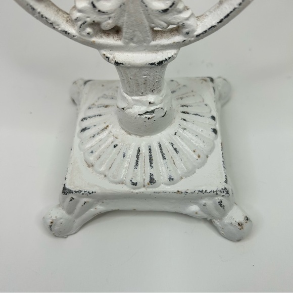 Vintage Cast Iron Candle Holder Painted White 11.5” Tall - Picture 6 of 15